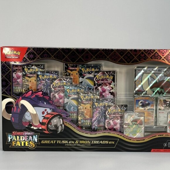 Pokémon TCG: Paldean Fates Great Tusk ex & Iron Threads ex Premium Collection - Picture 2 of 3